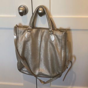 J crew matte gold crossbody tote bag